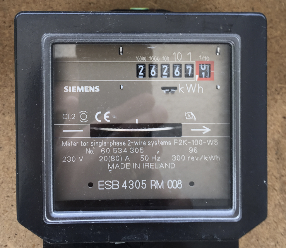 Meter reading on electricity meter