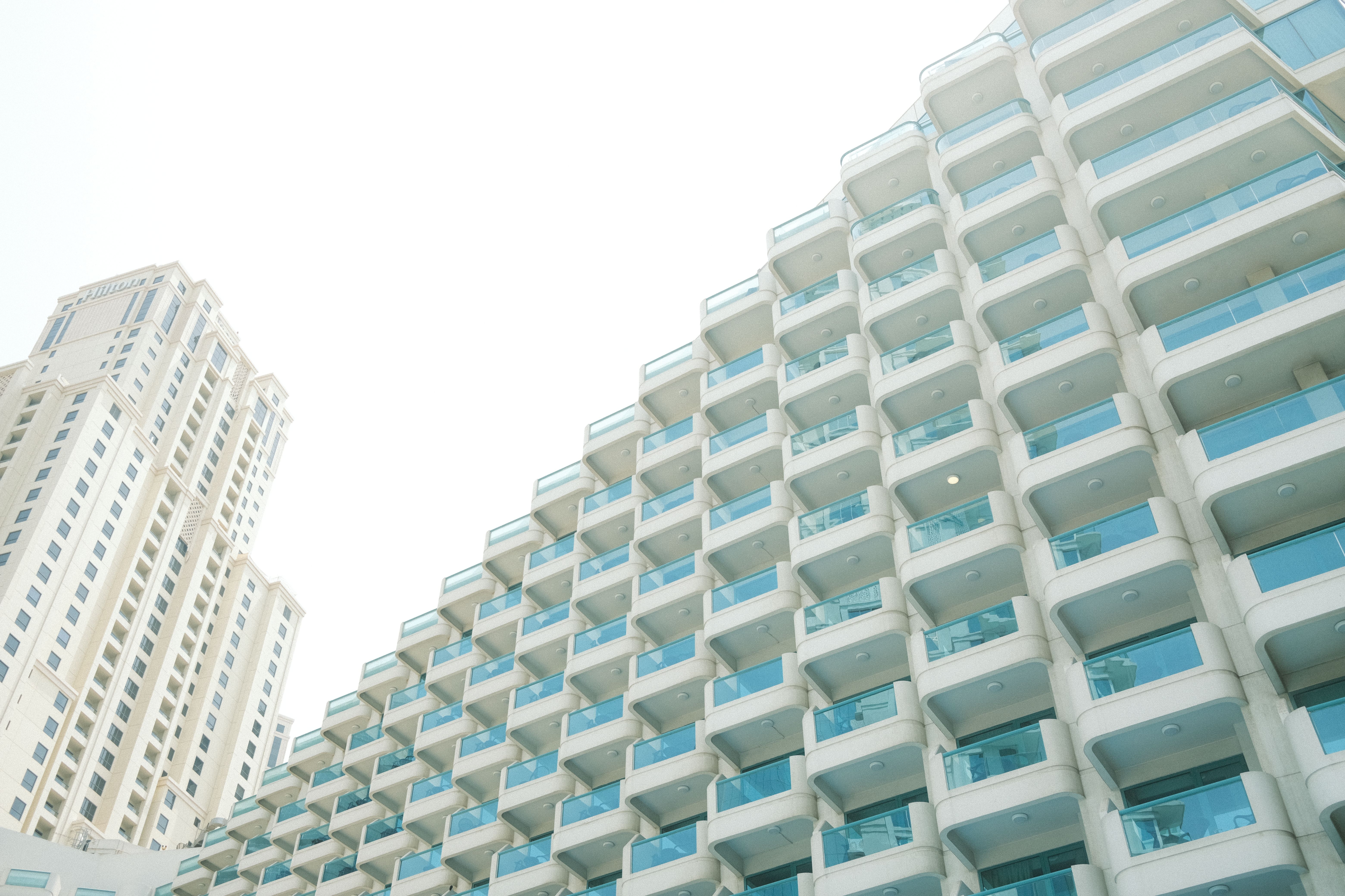 Large hotel and apartment block.